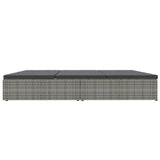 Convertible Sun Bed with Cushions Poly Rattan Dark Grey - Rear View
