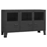 Industrial Sideboard Black 105x35x62 cm Metal and Glass - Front View