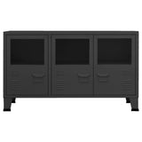Industrial Sideboard Black 105x35x62 cm Metal and Glass