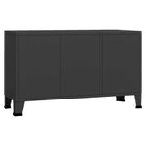 Industrial Sideboard Black 105x35x62 cm Metal and Glass - 45-Degree Angle