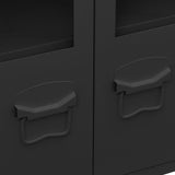 Industrial Sideboard Black 105x35x62 cm Metal and Glass - Close-Up Angle