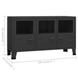 Industrial Sideboard Black 105x35x62 cm Metal and Glass - Extra Image