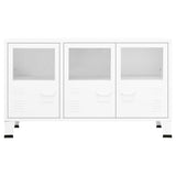 Industrial Sideboard White 105x35x62 cm Metal and Glass - Side View