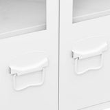 Industrial Sideboard White 105x35x62 cm Metal and Glass - Close-Up Angle