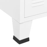 Industrial Sideboard White 105x35x62 cm Metal and Glass - Low Angle