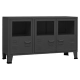Industrial Sideboard Anthracite 105x35x62 cm Metal and Glass - Front View