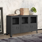 Industrial Sideboard Anthracite 105x35x62 cm Metal and Glass