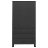 Industrial Wardrobe Black 90x50x180 cm Metal - Side View