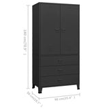 Industrial Wardrobe Black 90x50x180 cm Metal