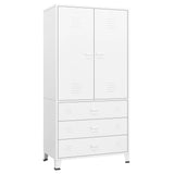 Industrial Wardrobe White 90x50x180 cm Metal - Front View