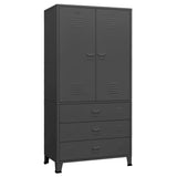 Industrial Wardrobe Anthracite 90x50x180 cm Metal - Front View