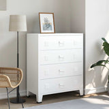 Industrial Drawer Cabinet White 78x40x93 cm Metal - Side View