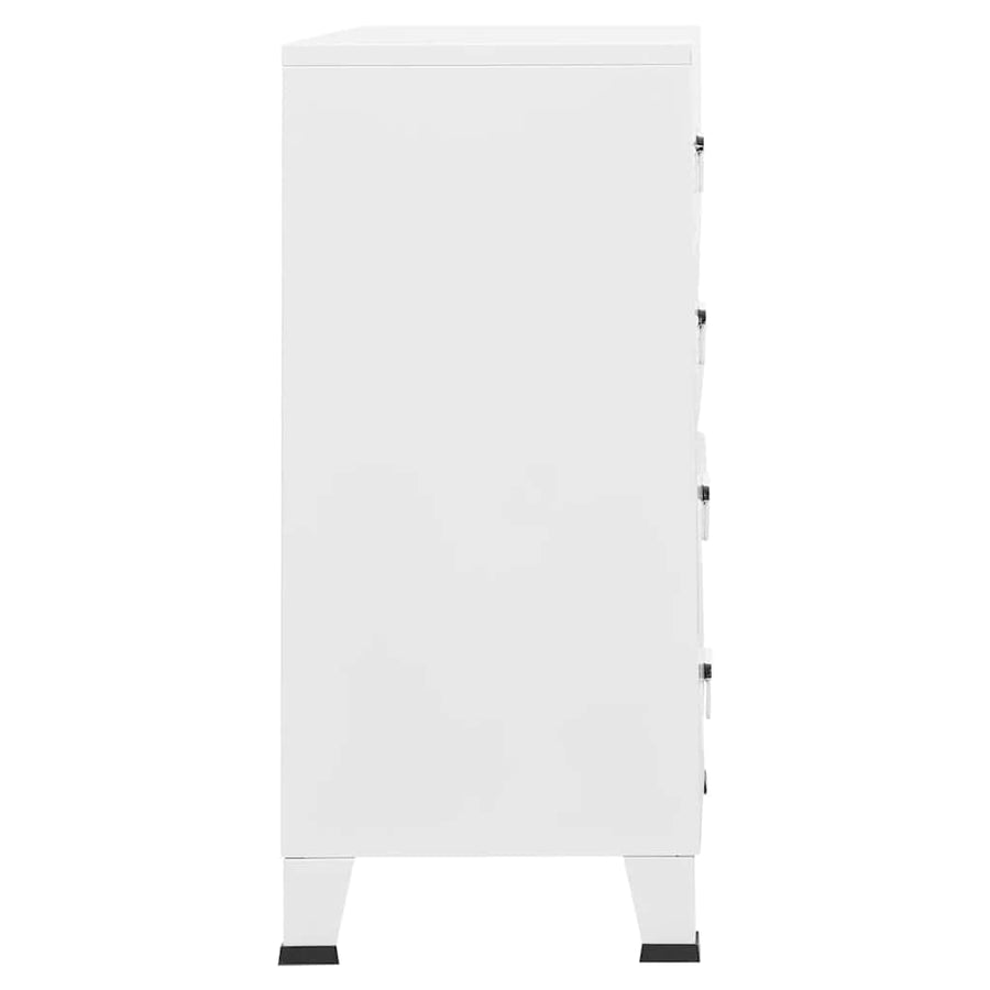 Industrial Drawer Cabinet White 78x40x93 cm Metal