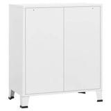 Industrial Drawer Cabinet White 78x40x93 cm Metal - Rear View