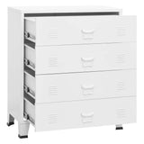 Industrial Drawer Cabinet White 78x40x93 cm Metal - Close-Up Angle