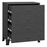 Industrial Drawer Cabinet Anthracite 78x40x93 cm Metal - Close-Up Angle