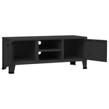 Industrial TV Cabinet Black 105x35x42 cm Metal - Rear View