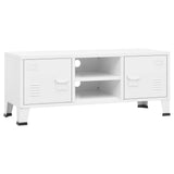 Industrial TV Cabinet White 105x35x42 cm Metal - Front View