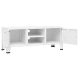 Industrial TV Cabinet White 105x35x42 cm Metal - Rear View
