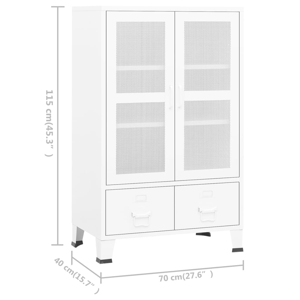 Industrial Storage Chest White 70x40x115 cm Metal
