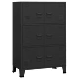 Industrial Storage Chest Black 75x40x115 cm Metal - Front View