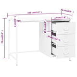 Industrial Desk with Drawers White 105x52x75 cm Steel - Low Angle
