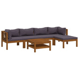 6 Piece Garden Lounge Set with Cushion Solid Acacia Wood - Front View