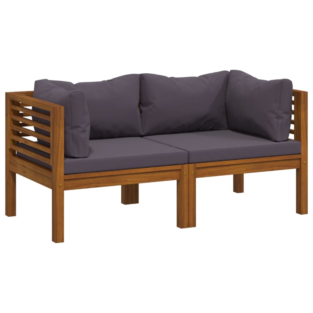 2-Seater Garden Sofa with Cushion Solid Acacia Wood