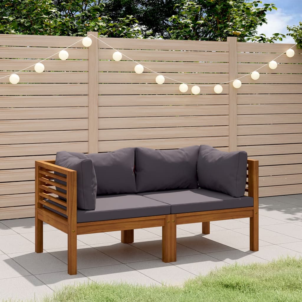 2-Seater Garden Sofa with Cushion Solid Acacia Wood