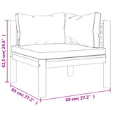 3-Seater Garden Sofa with Cushion Solid Acacia Wood - Rear View