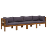 4-Seater Garden Sofa with Cushion Solid Acacia Wood - Front View