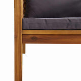 5 Piece Garden Lounge Set with Cushion Solid Acacia Wood - Rear View