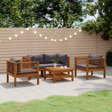 5 Piece Garden Lounge Set with Cushion Solid Acacia Wood