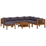 8 Piece Garden Lounge Set with Cushion Solid Acacia Wood - Front View