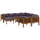 10 Piece Garden Lounge Set with Cushion Solid Acacia Wood - Front View