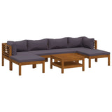 7 Piece Garden Lounge Set with Cushion Solid Acacia Wood - Front View