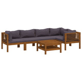 6 Piece Garden Lounge Set with Cushion Solid Acacia Wood - Front View