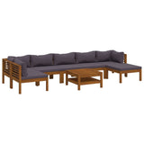8 Piece Garden Lounge Set with Cushion Solid Acacia Wood - Front View