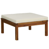 7 Piece Garden Lounge Set with Cream Cushion Solid Acacia Wood - Rear View