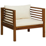 5 Piece Garden Lounge Set with Cream Cushion Solid Acacia Wood - Top-Down View