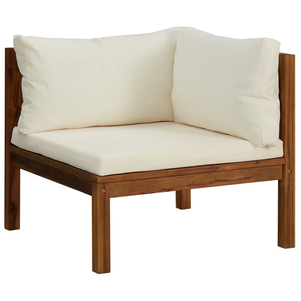 10 Piece Garden Lounge Set with Cream Cushion Solid Acacia Wood