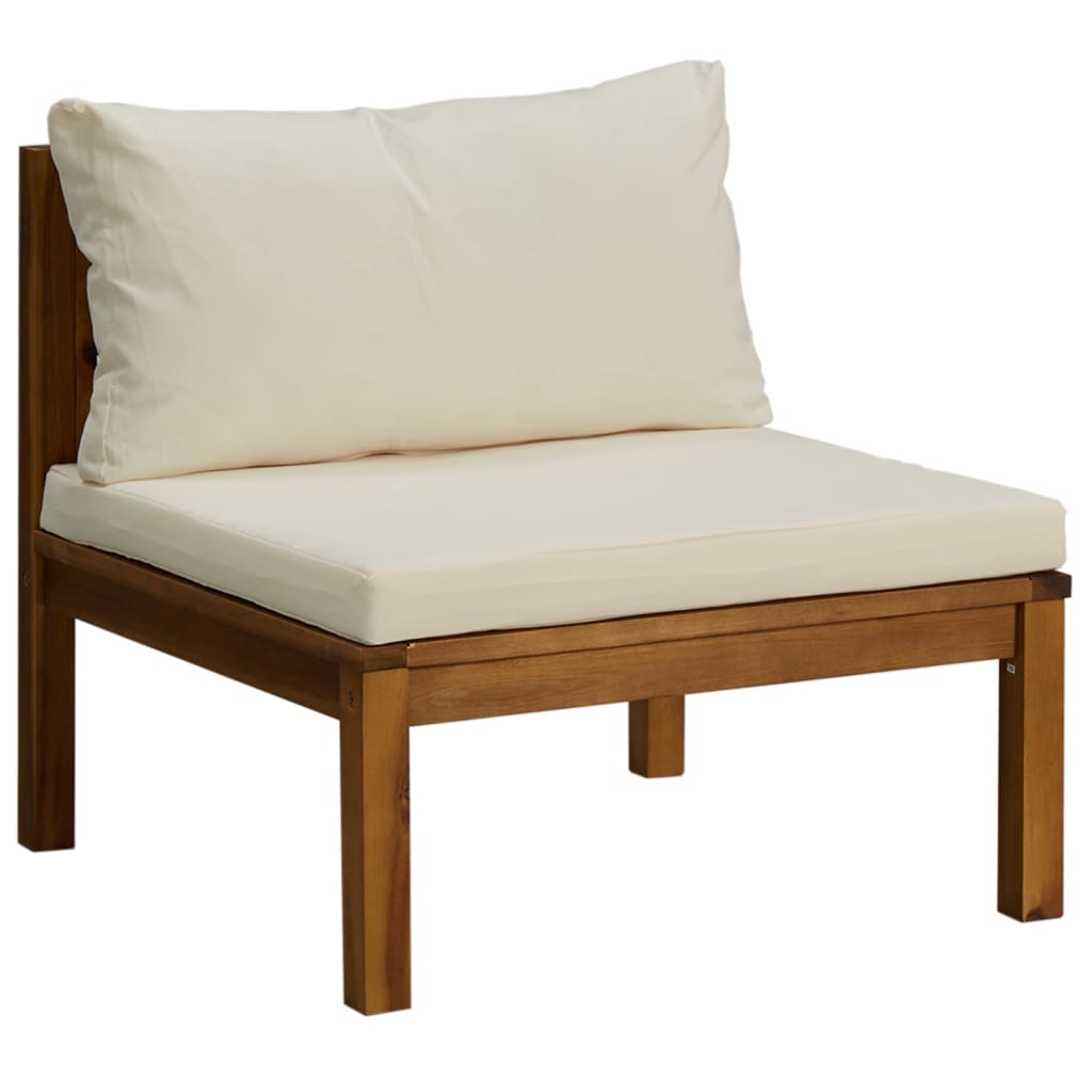 10 Piece Garden Lounge Set with Cream Cushion Solid Acacia Wood