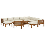 12 Piece Garden Lounge Set with Cream Cushion Solid Acacia Wood