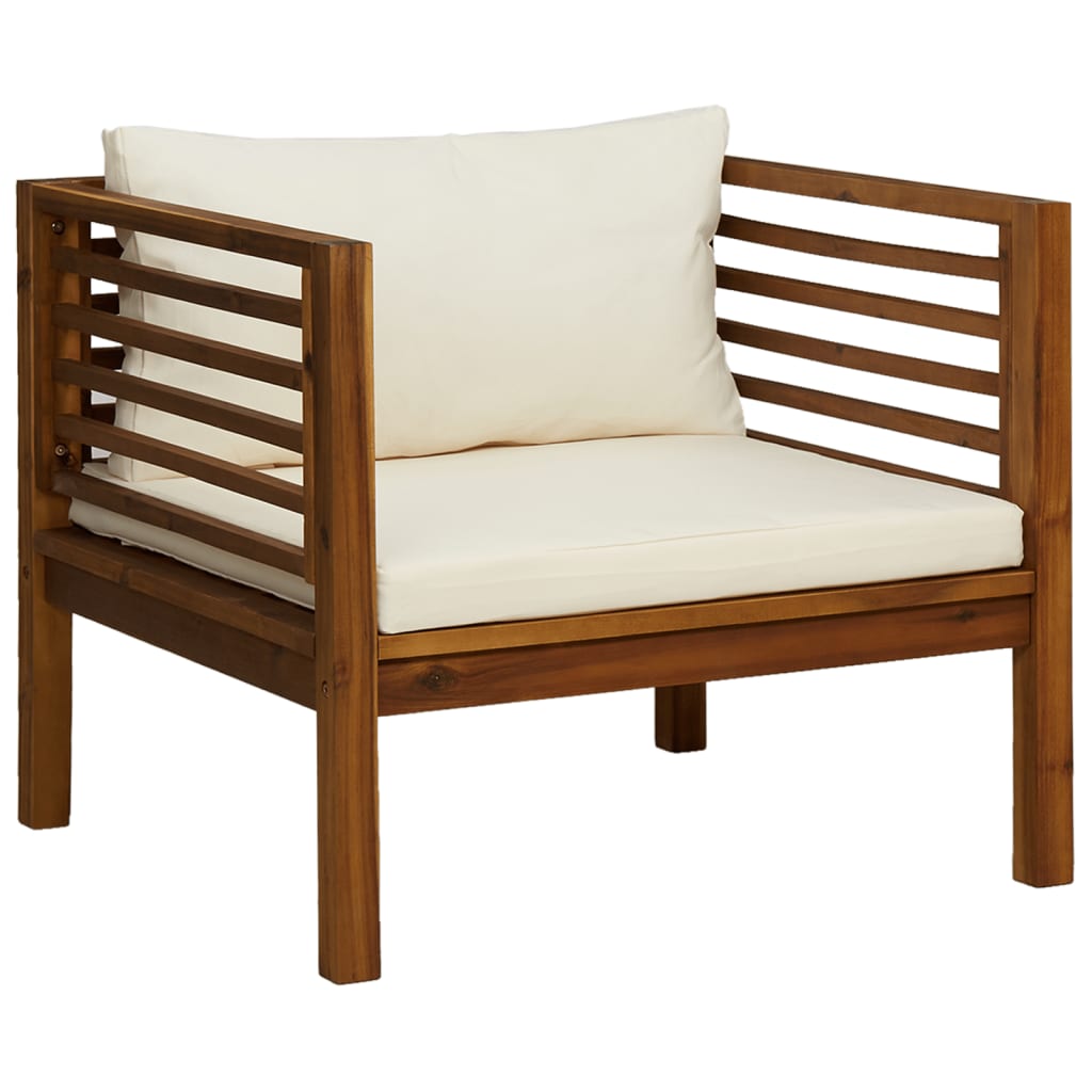 12 Piece Garden Lounge Set with Cream Cushion Solid Acacia Wood