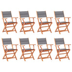 Folding Chairs 8 pcs Grey Solid Eucalyptus Wood&Textilene