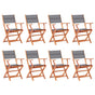 Folding Chairs 8 pcs Grey Solid Eucalyptus Wood&Textilene