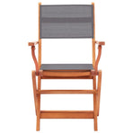Folding Chairs 8 pcs Grey Solid Eucalyptus Wood&Textilene
