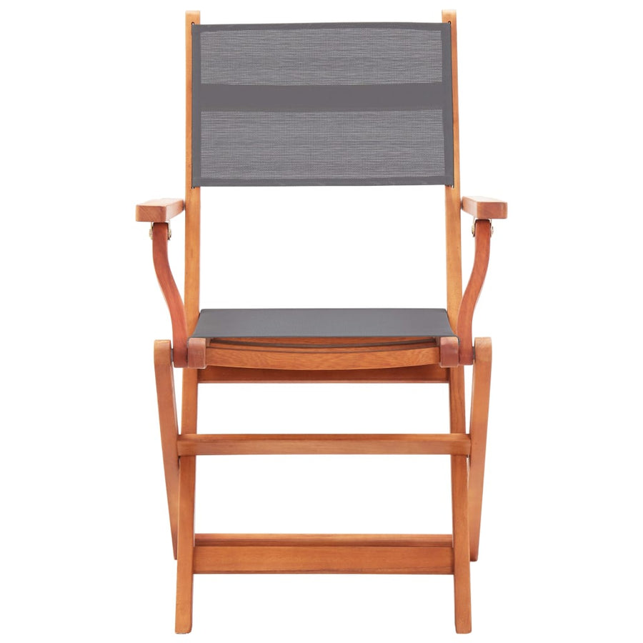 Folding Chairs 8 pcs Grey Solid Eucalyptus Wood&Textilene