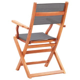 Folding Garden Chairs 8 pcs Grey Solid Eucalyptus Wood&Textilene - 45-Degree Angle