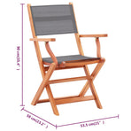 Folding Chairs 8 pcs Grey Solid Eucalyptus Wood&Textilene